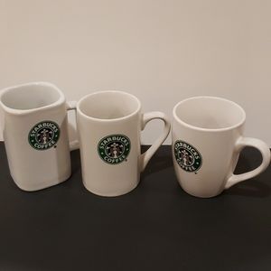 3 Starbucks Coffee Mugs Cups 2007 2008 2010 Mermai